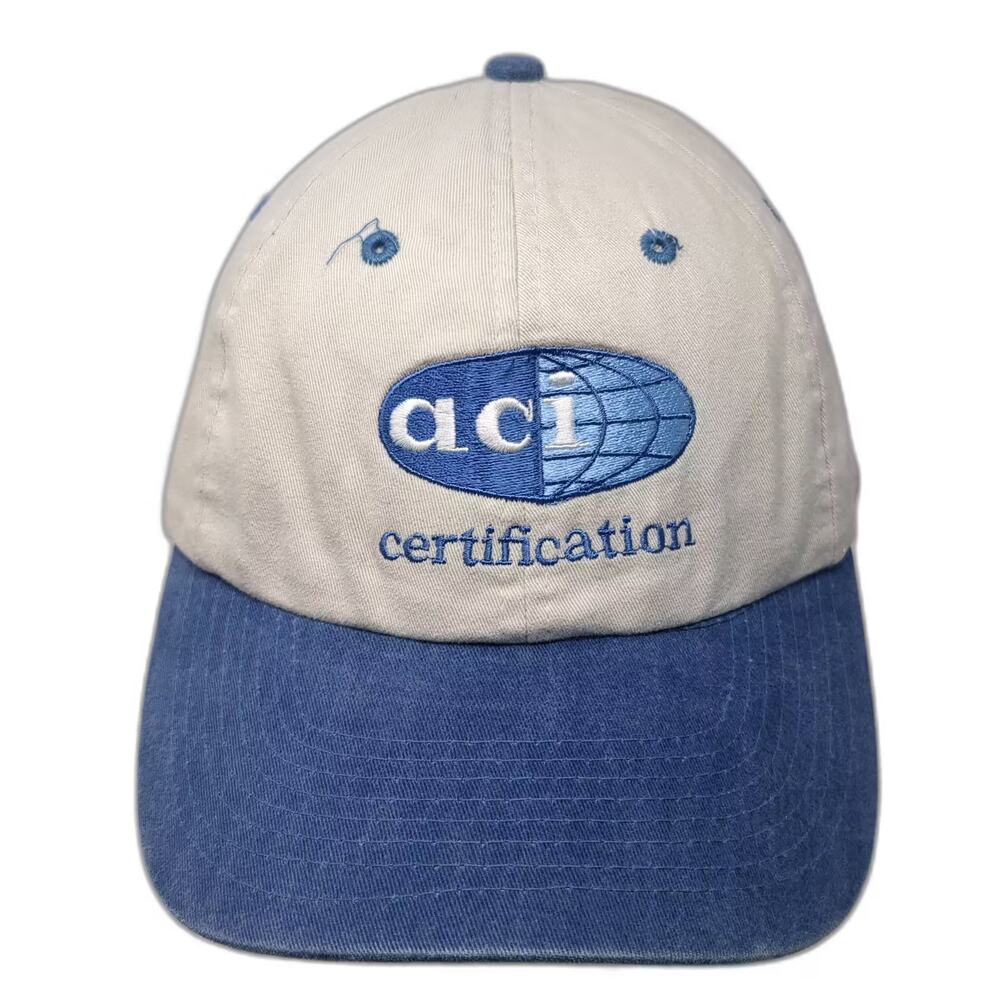 Cameo ACI Certification Beige Blue Baseball Cap Hat OS Slideback Embroidered